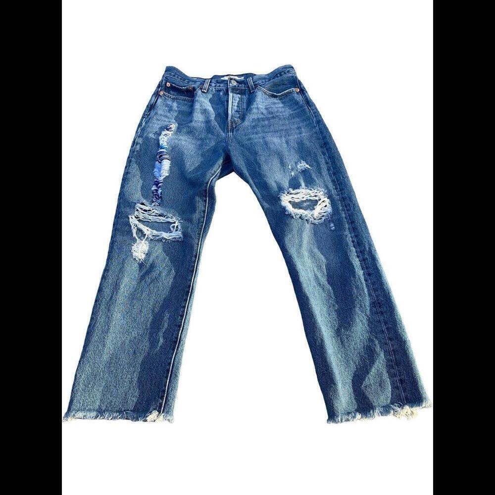 Levis Premium Wedgie Straight Blue Jeans Big E Button Fly Customized Size 29x26﻿